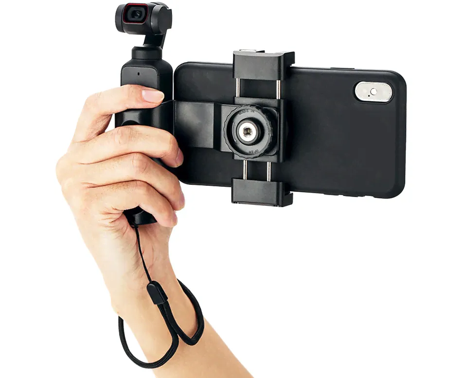Крепление смартфона к DJI OSMO Pocket 2 в штатив с уровнем и холодным башмаком, чёрный цвет-0